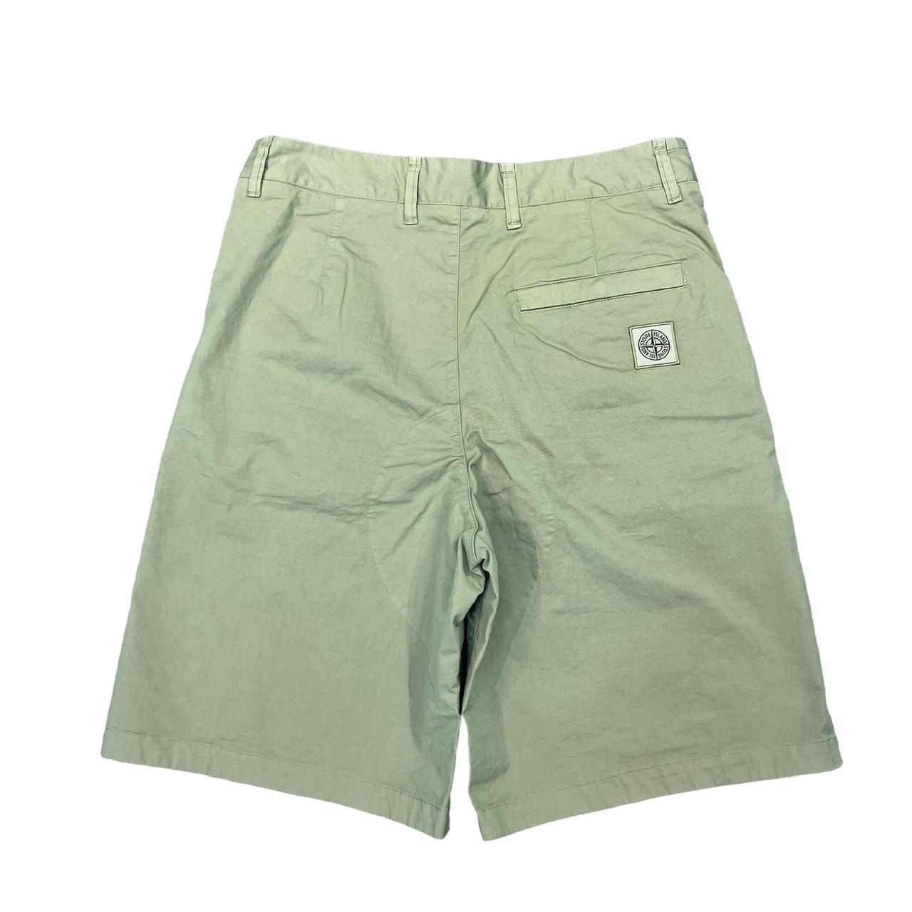 Stone Island Sage Green Wide-Leg Cotton Bermuda Shorts