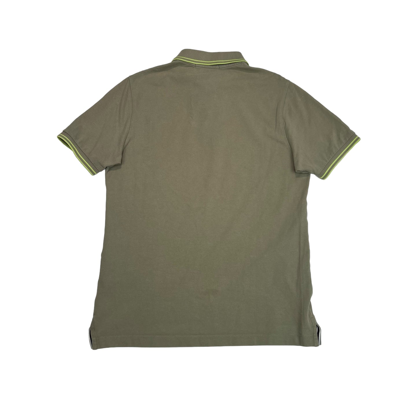 Stone Island Siege Green Patch Logo Striped Polo TShirt