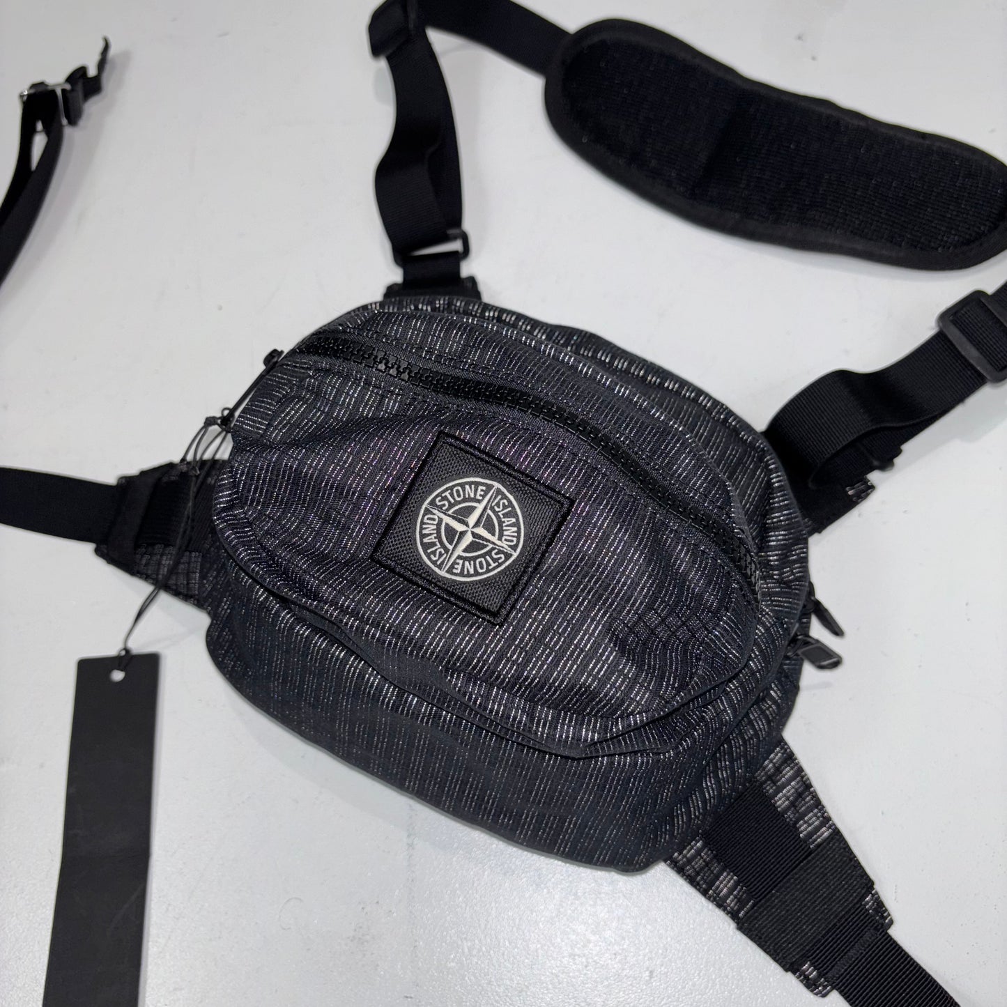 Stone Island Black Reflective Overhead Chest Bag