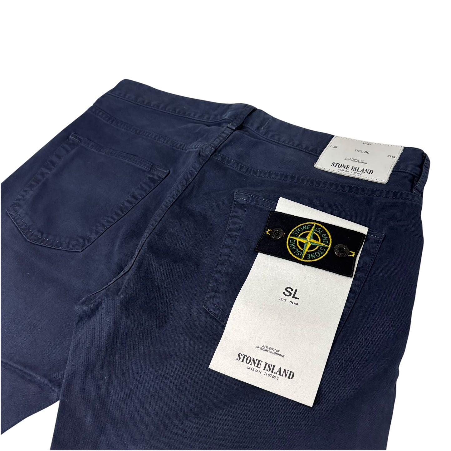 Stone Island Navy Blue Brushed Cotton Type-SL Compass Patch Jeans