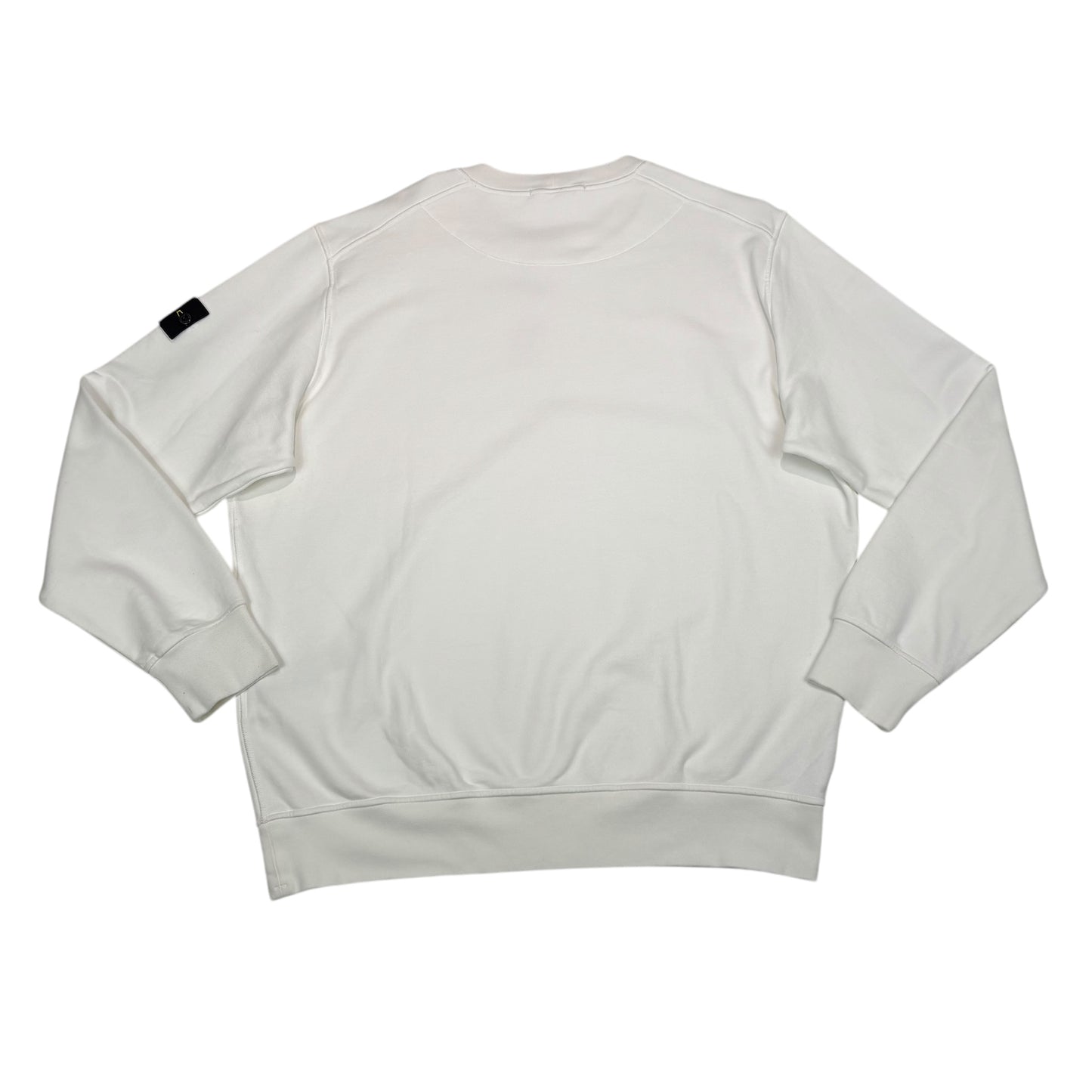 Stone Island White Compass Patch Cotton Crewneck Jumper