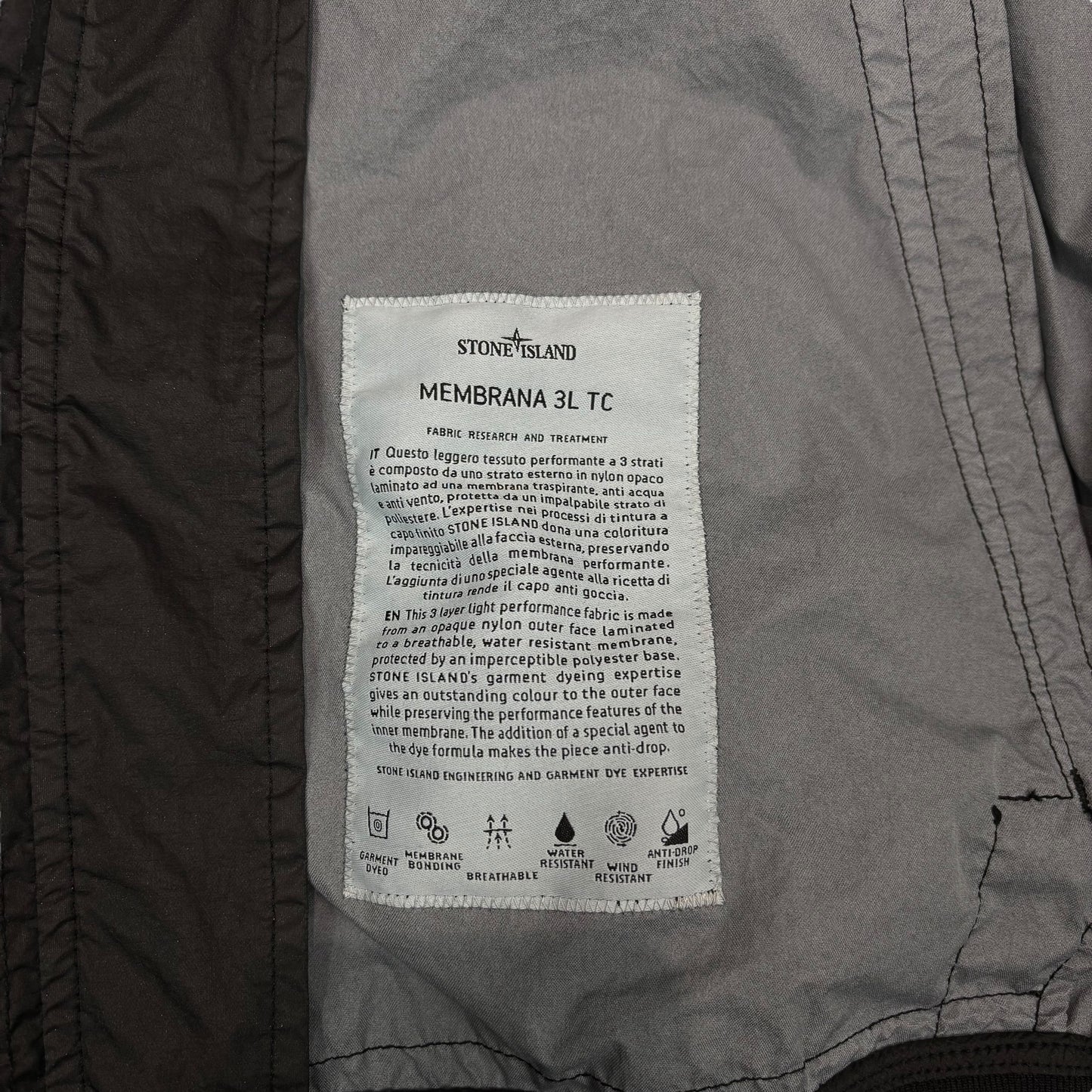 Stone Island Black Membrana 3L TC Compass Patch Jacket