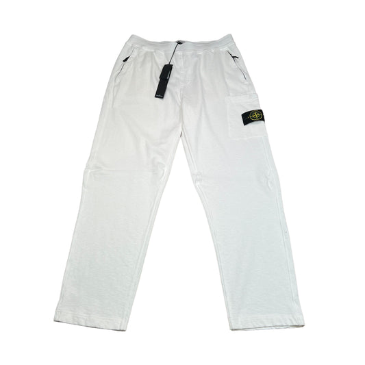 Stone Island White Old Treatment Cotton Cargo Joggers