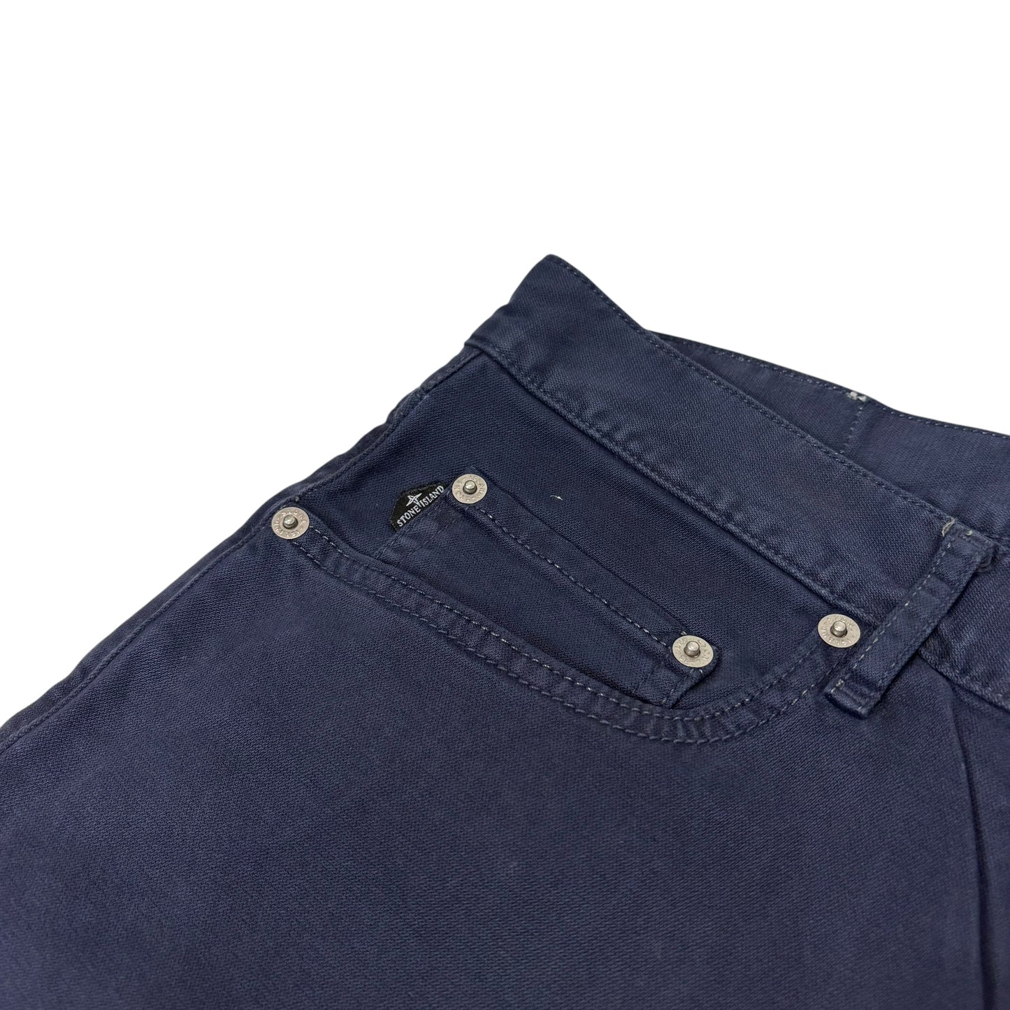 Stone Island Navy Blue Brushed Cotton Type-SL Compass Patch Jeans