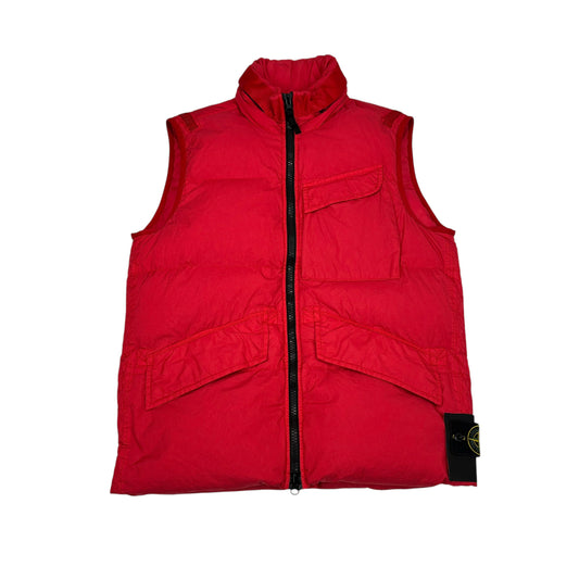 Stone Island Red Garment Dyed Crinkle Reps R-NY Down Gilet