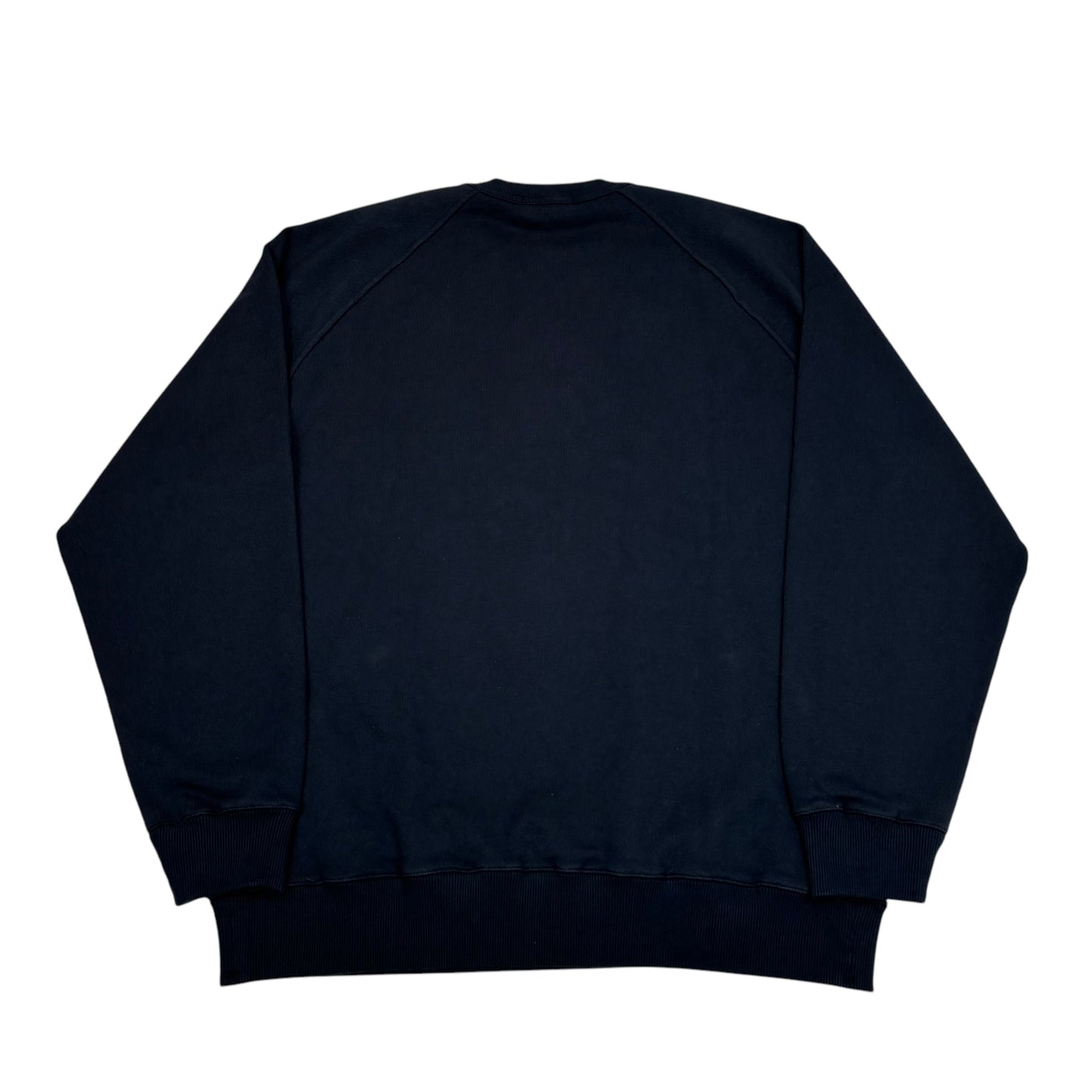 Stone Island Navy Blue Logo-Appliqué Spell Out Thick Cotton Crewneck Jumper