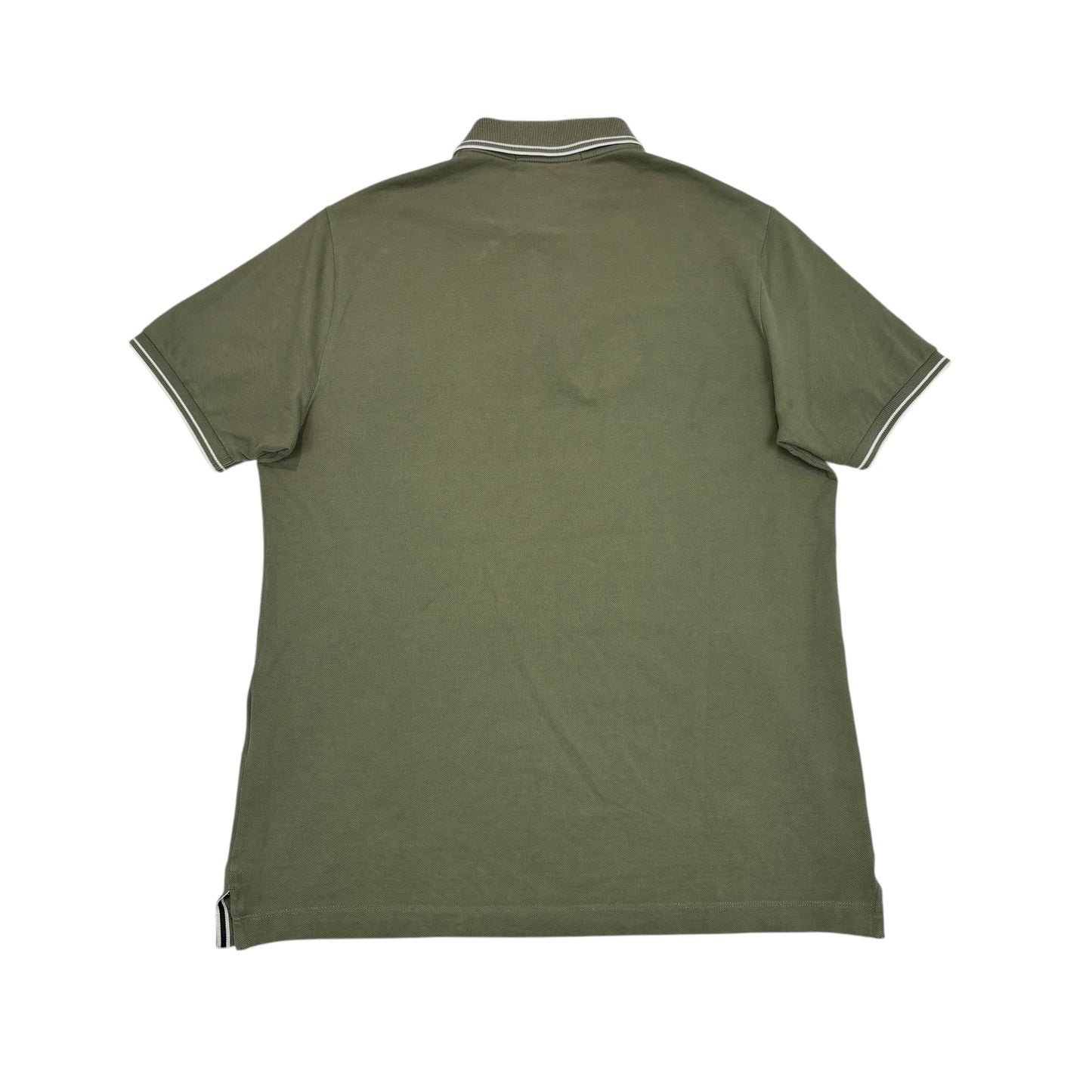 Stone Island Green with White Stripes Patch Logo Polo Shirt