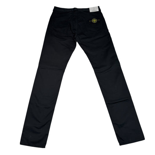 Stone Island Black Brushed Cotton Type-SK Compass Patch Jeans