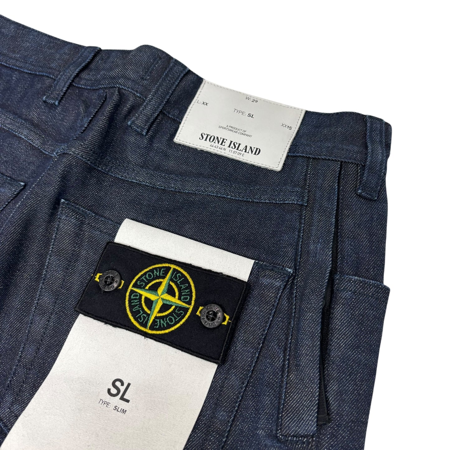 Stone Island Navy Blue Denim Type-SL Compass Patch Jeans