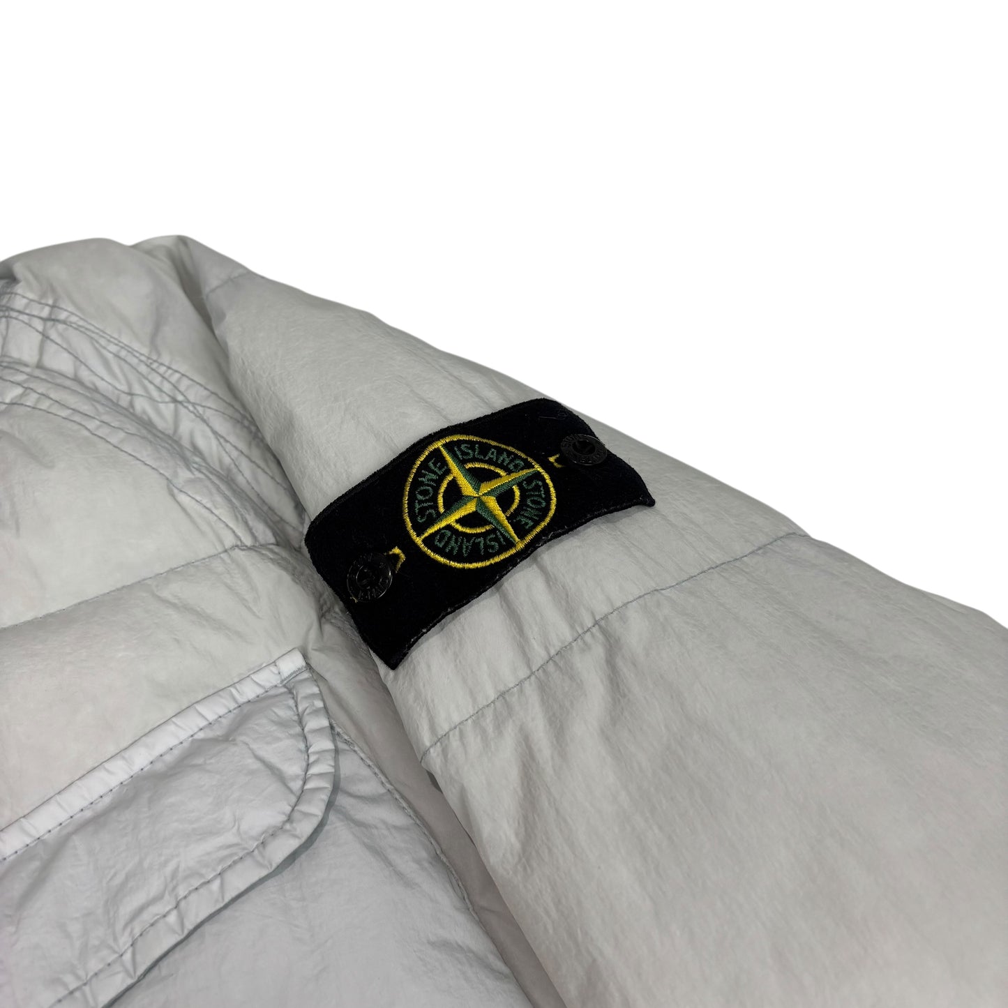 Stone Island Ice Blue Garment Dyed Crinkle Reps R-NY Down Long-Line Coat