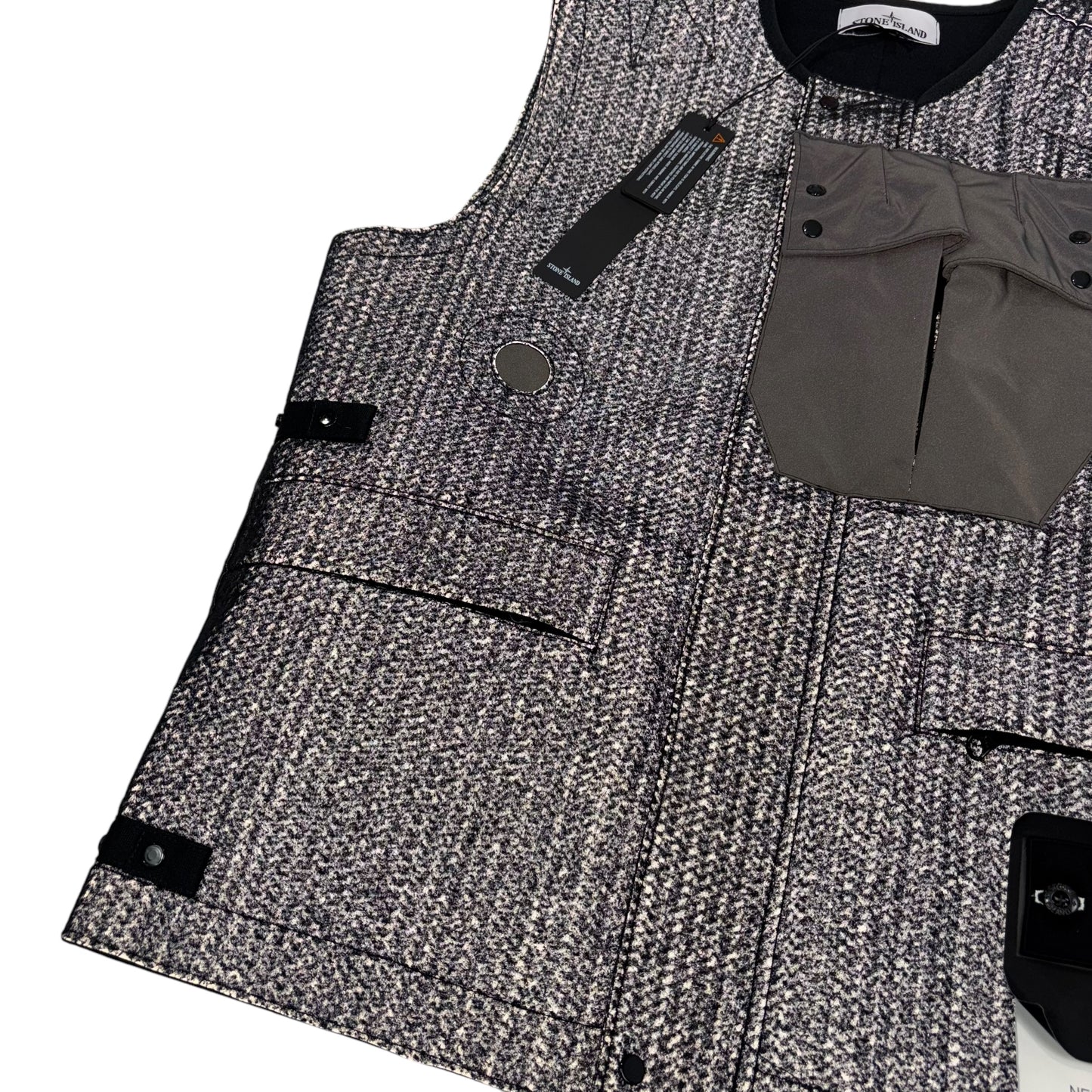 Stone Island Black Needle Punched Reflective Gilet