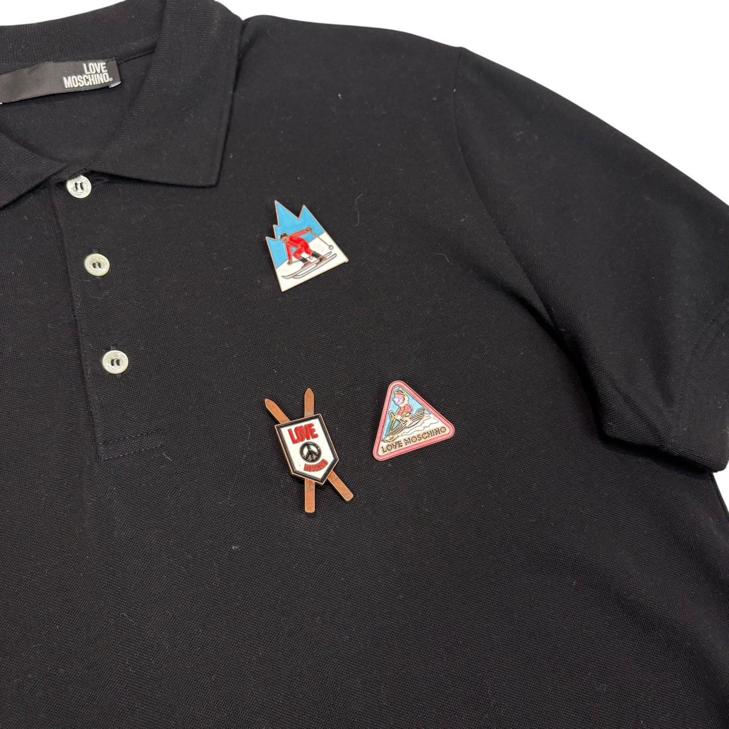 Moschino Black Removable Pins Polo Shirt