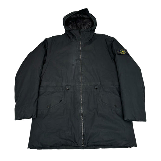 Stone Island Black Water Repellent Supima Cotton with Primaloft Insulation Technology Coat