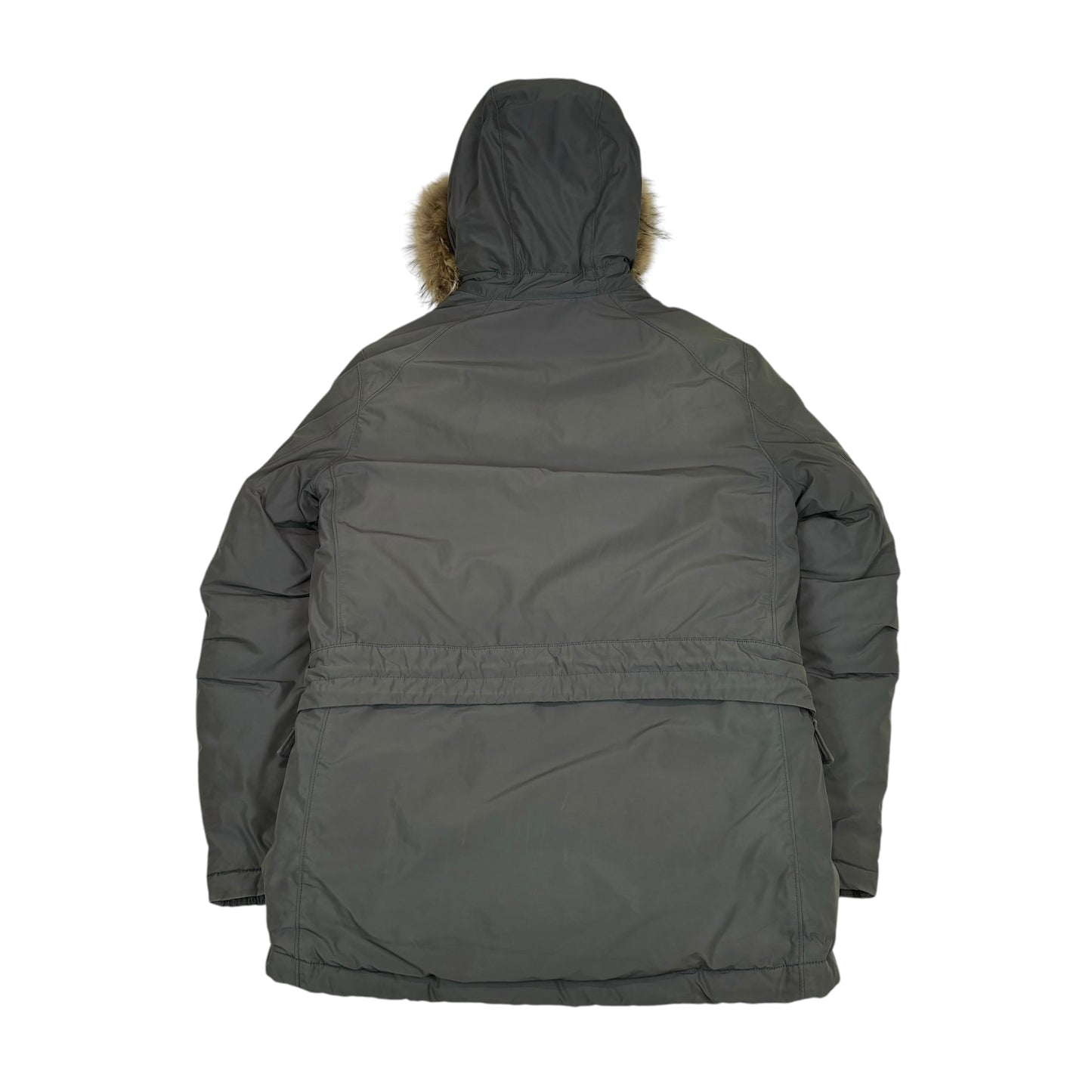 Stone Island Green Micro Reps Down Fur Hood Compass-Patch Jacket