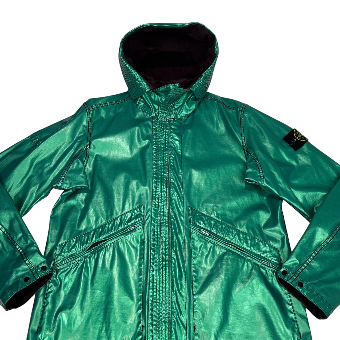 Stone Island Green and Black Reversible Raso Gommato Jacket