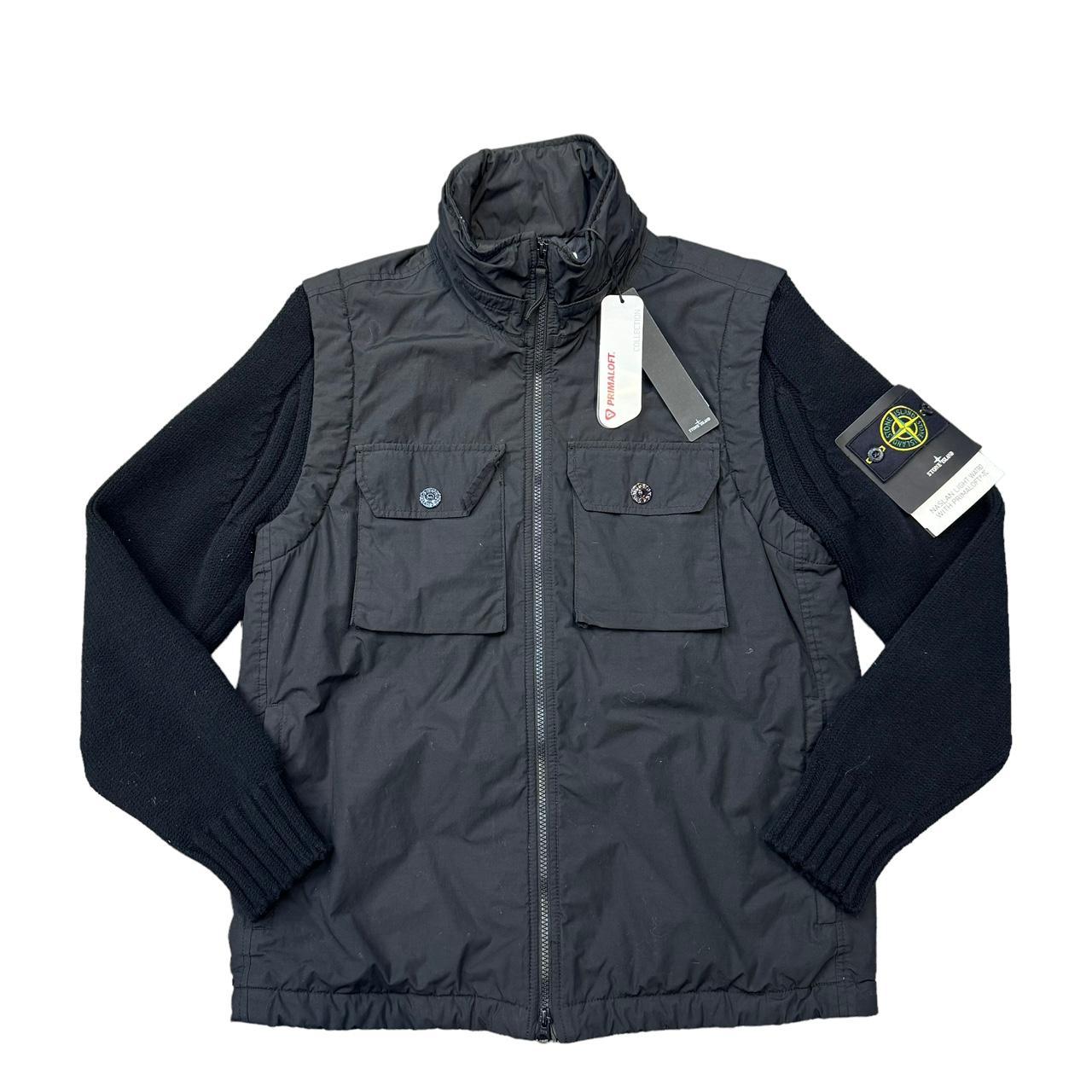 Stone Island Navy Blue Naslan Light Watro With Primaloft And Removable Sleeves Coat