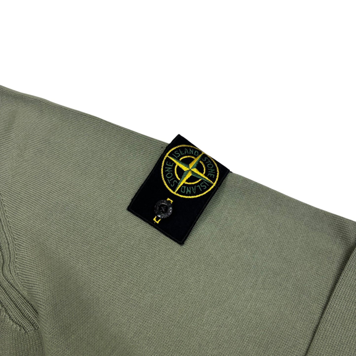 Stone Island Green Lightweight Cotton Compass Patch Crewneck Jumper