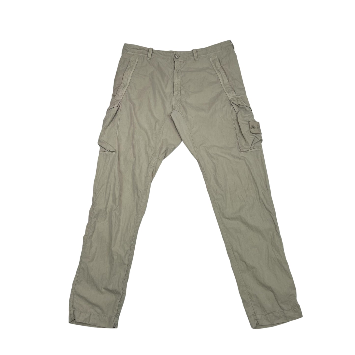 Stone Island Cream Ghost Resin Cotton Cargo Trousers