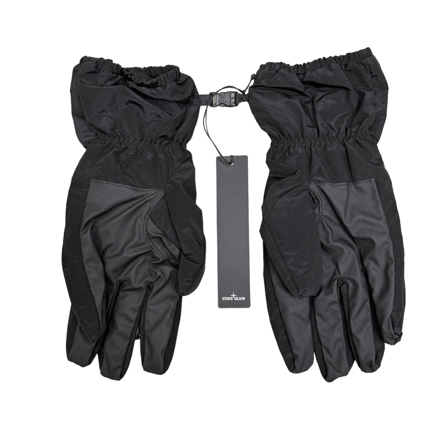 Stone Island Black Nylon Metal Gloves