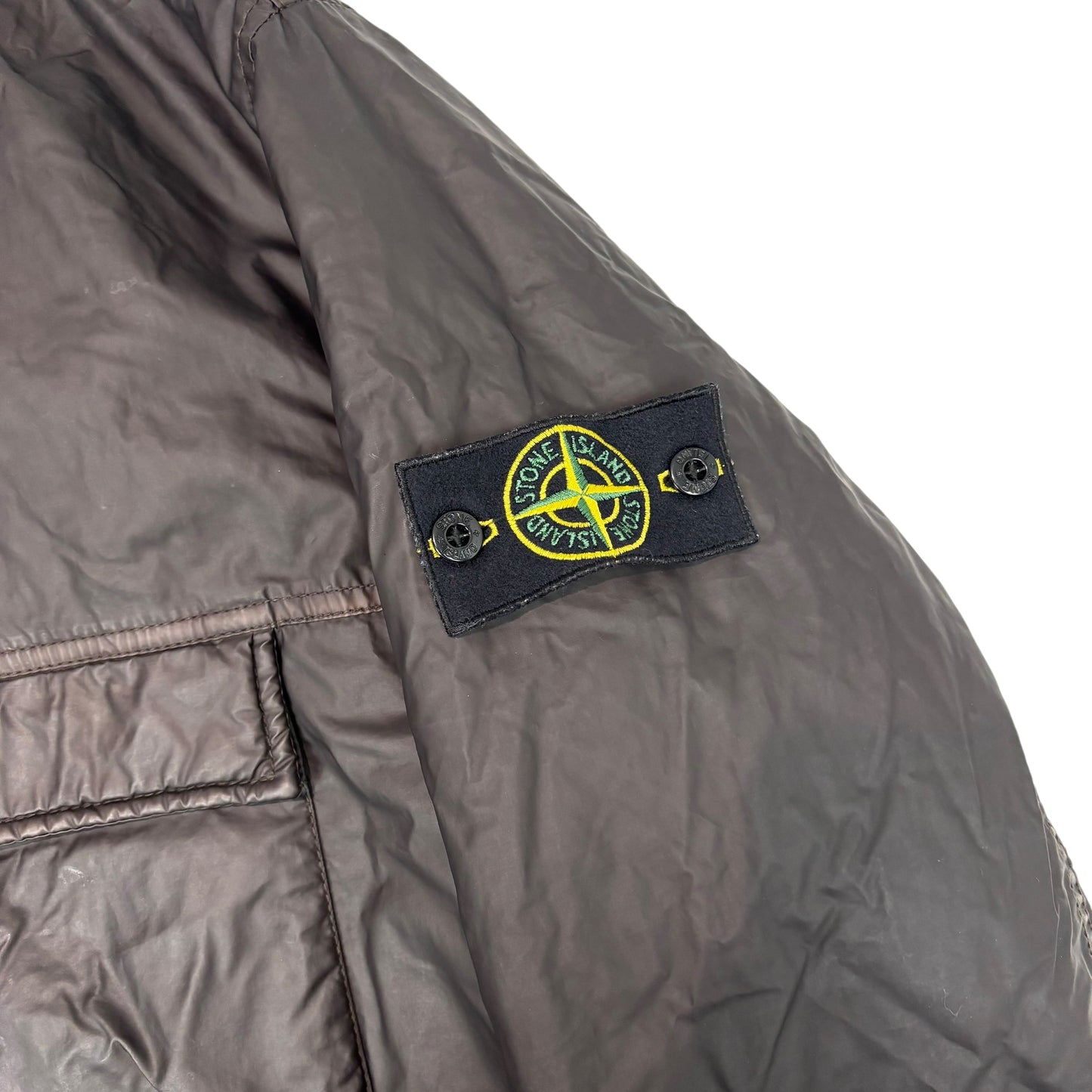 Stone Island Brown Mussola Gommata Compass Patch Coat