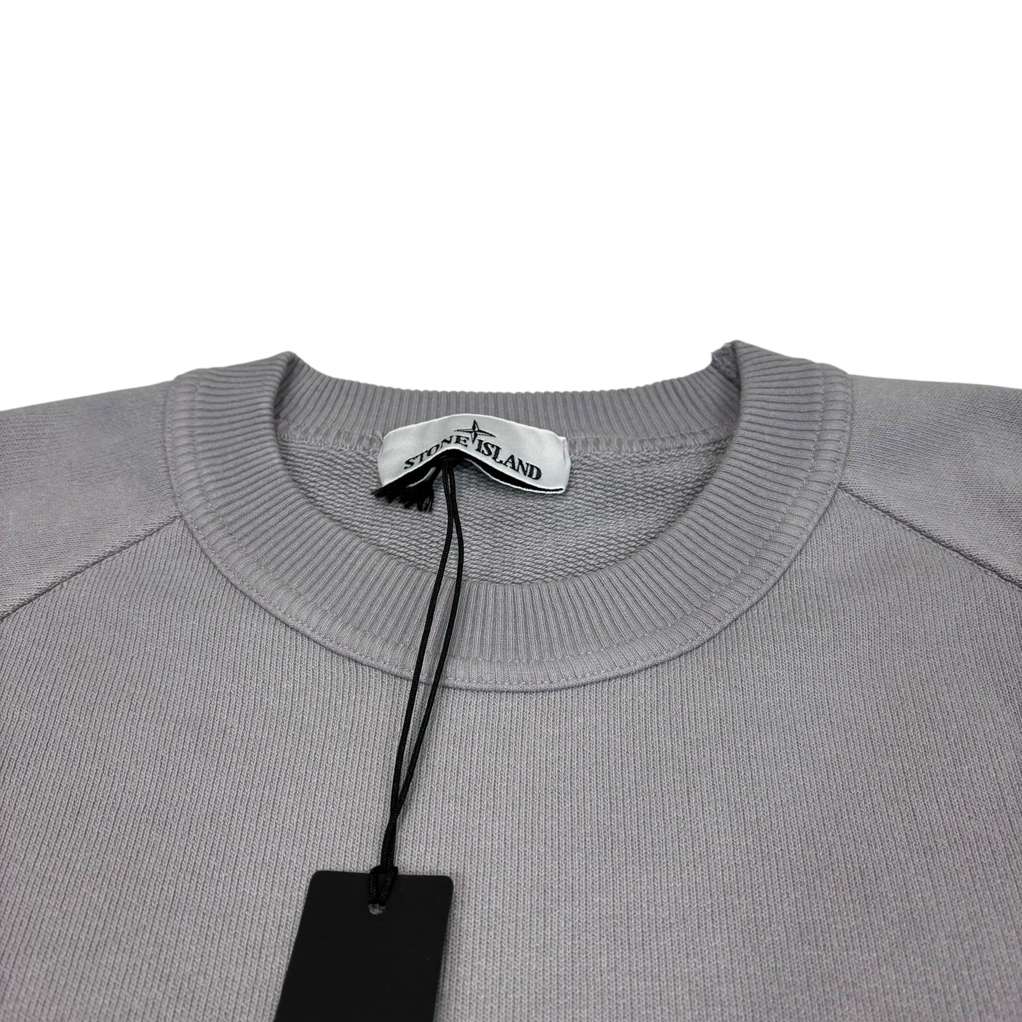 Stone Island Grey Logo-Appliqué Spell Out Thick Cotton Crewneck Jumper