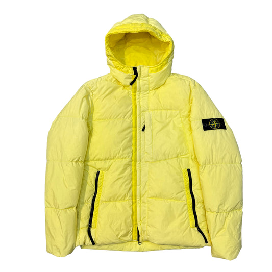 Stone Island Yellow Garment Dyed Crinkle Rep Coat