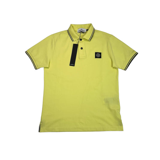 Stone Island Yellow Patch Logo Striped Polo TShirt