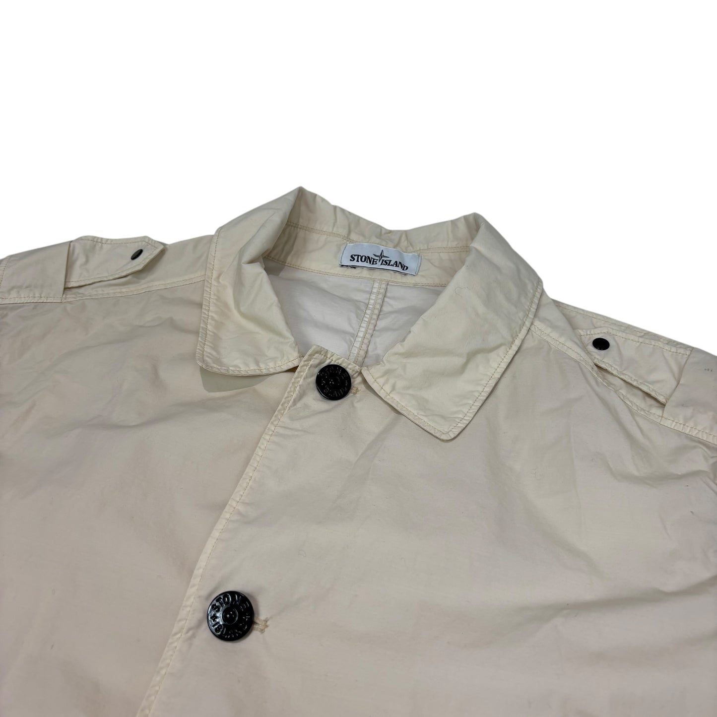 Stone Island Cream Longline Naslan Light Watro Compass-Patch Jacket