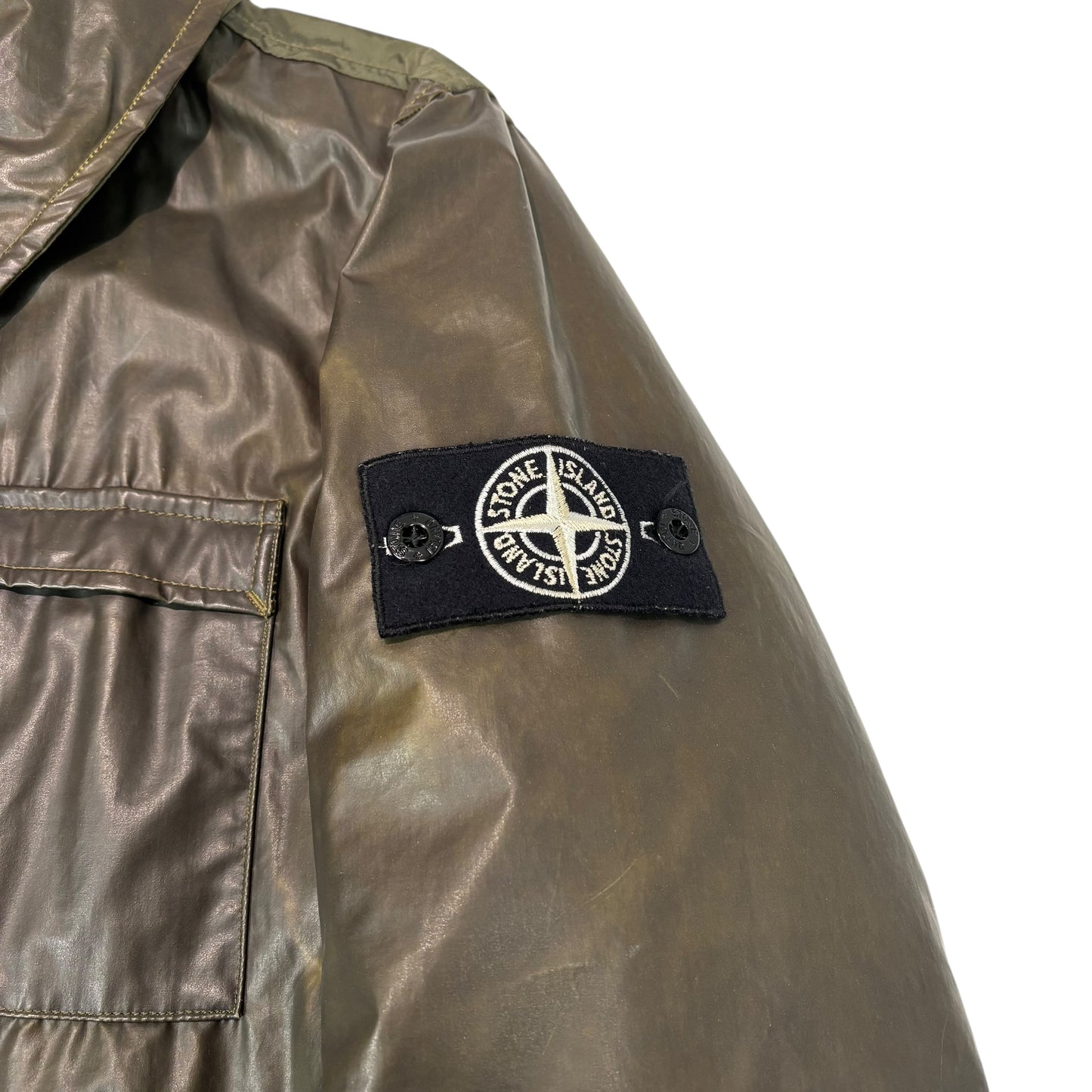 Stone Island Green/Yellow Ice Jacket with Removable Fodera Staccabile Lining Jacket