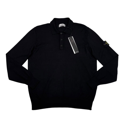 Stone Island Black Button Up Lightweight Cotton Jumper