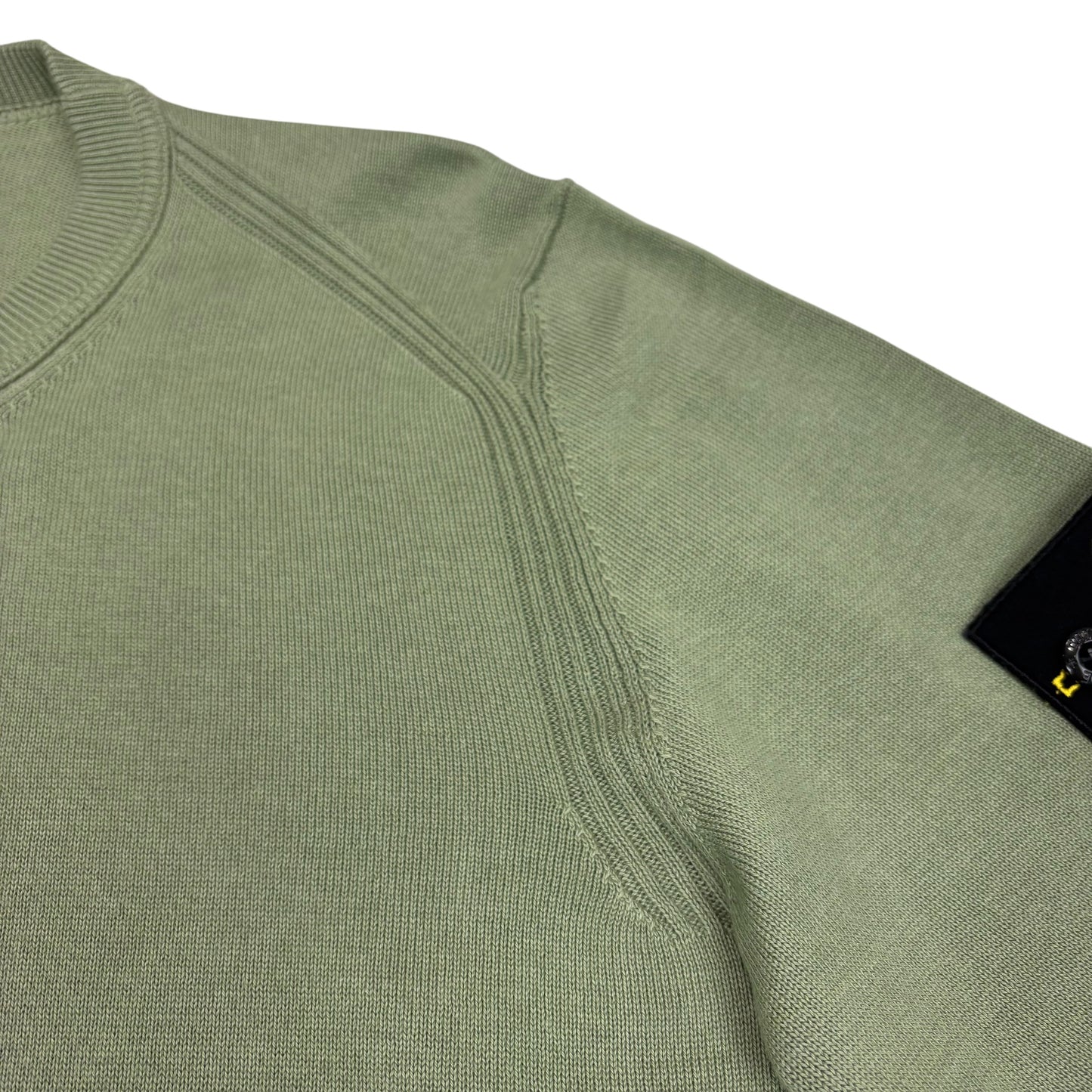 Stone Island Green Lightweight Cotton Compass Patch Crewneck Jumper