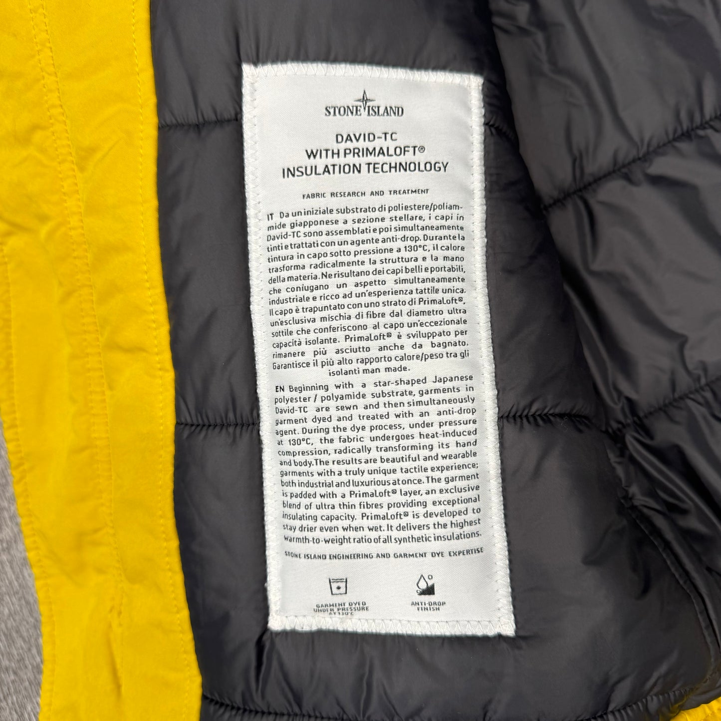 Stone Island Yellow David-TC With Primaloft Insulation Coat