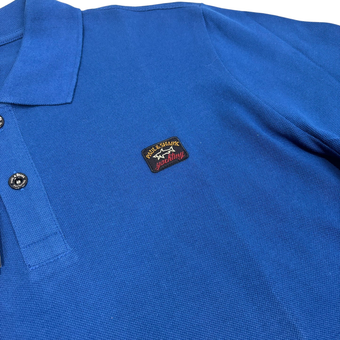 Paul & Shark Blue Patch Logo Long Sleeve Polo Shirt