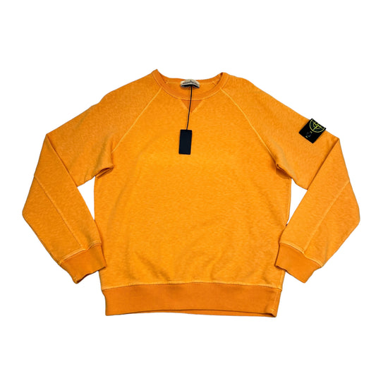 Stone Island Orange Compass-Patch Crew Neck Jumper