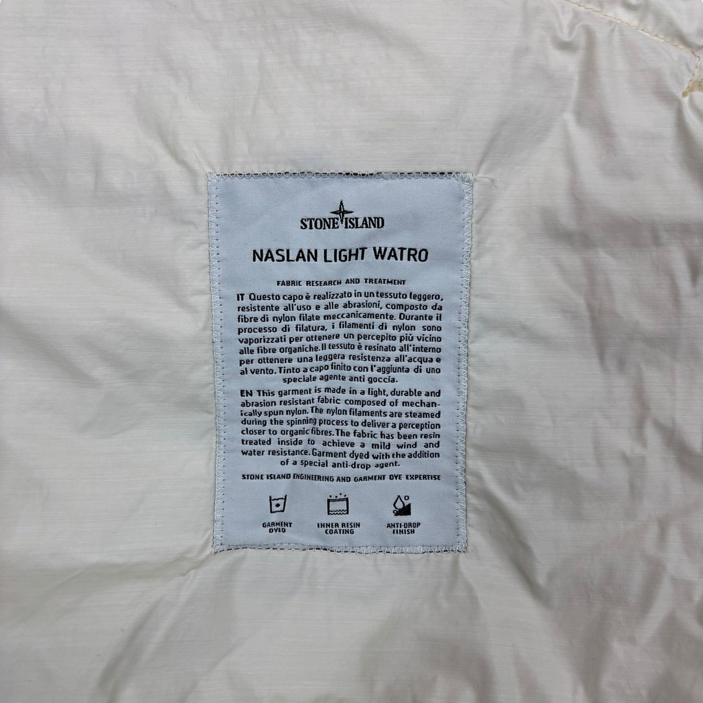 Stone Island Cream Longline Naslan Light Watro Compass-Patch Jacket