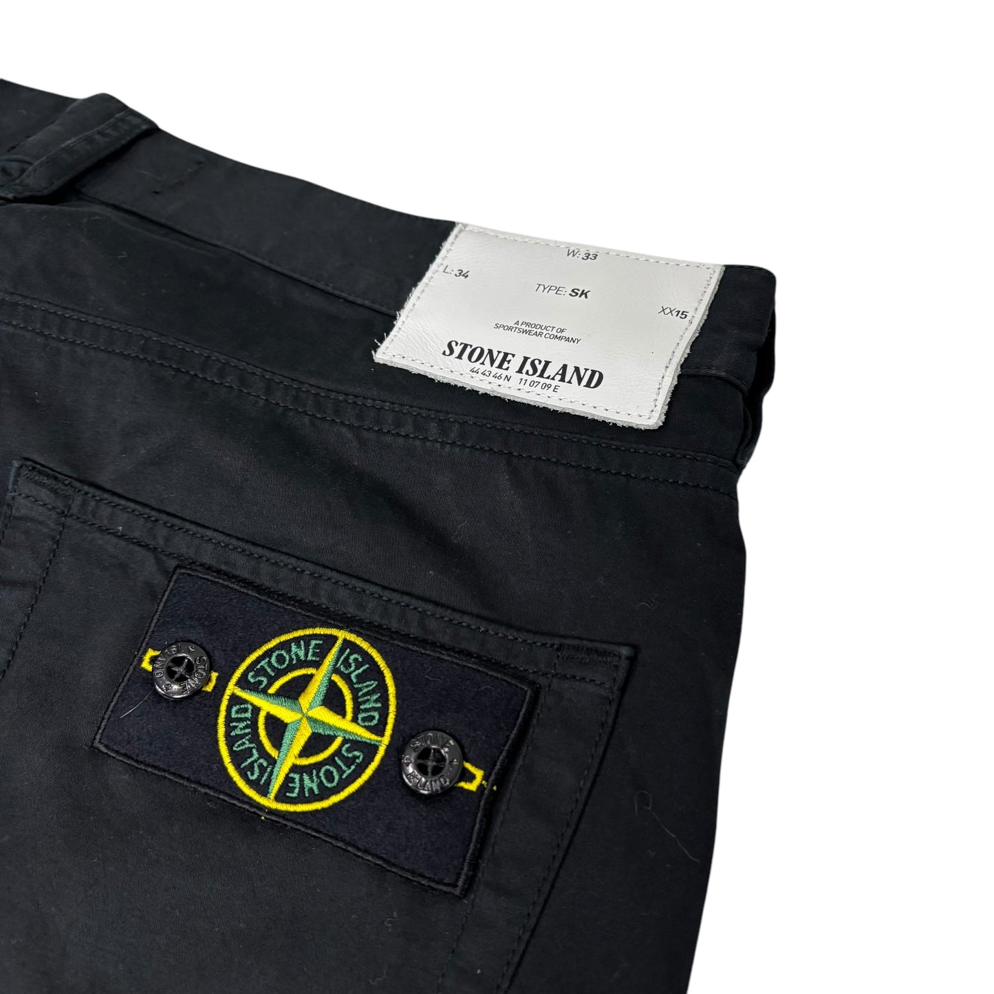 Stone Island Black Brushed Cotton Type-SK Compass Patch Jeans