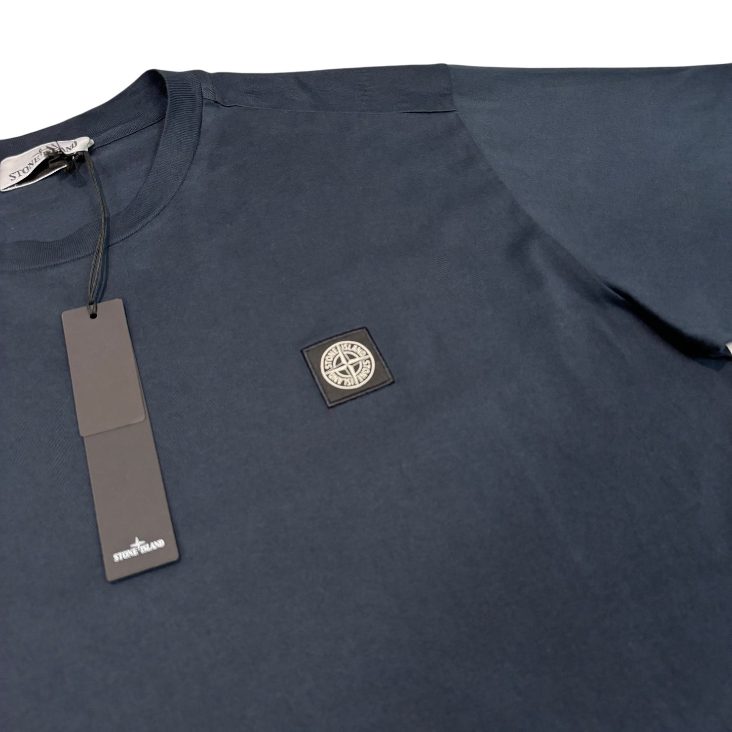 Stone Island Navy Blue Patch Logo Tshirt