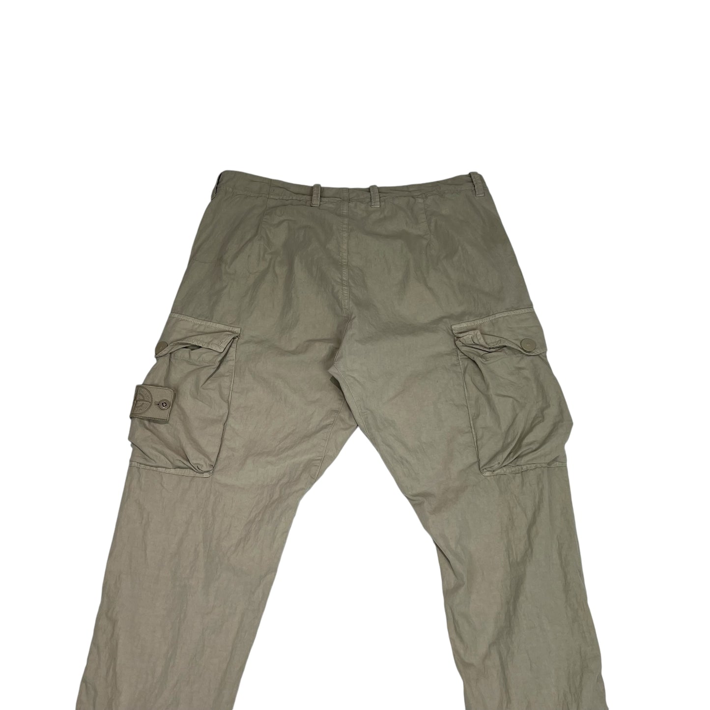 Stone Island Cream Ghost Resin Cotton Cargo Trousers