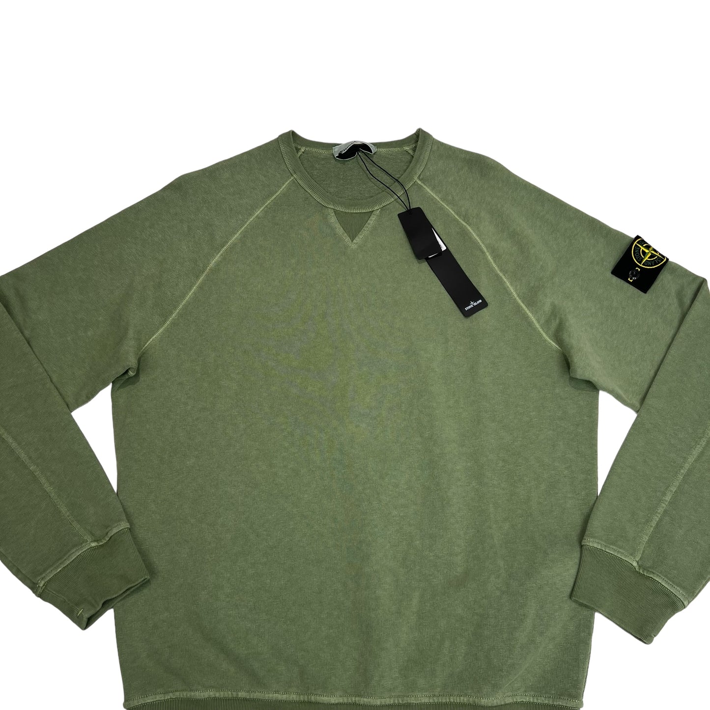 Stone Island Green Compass-Patch Crew Neck Jumper