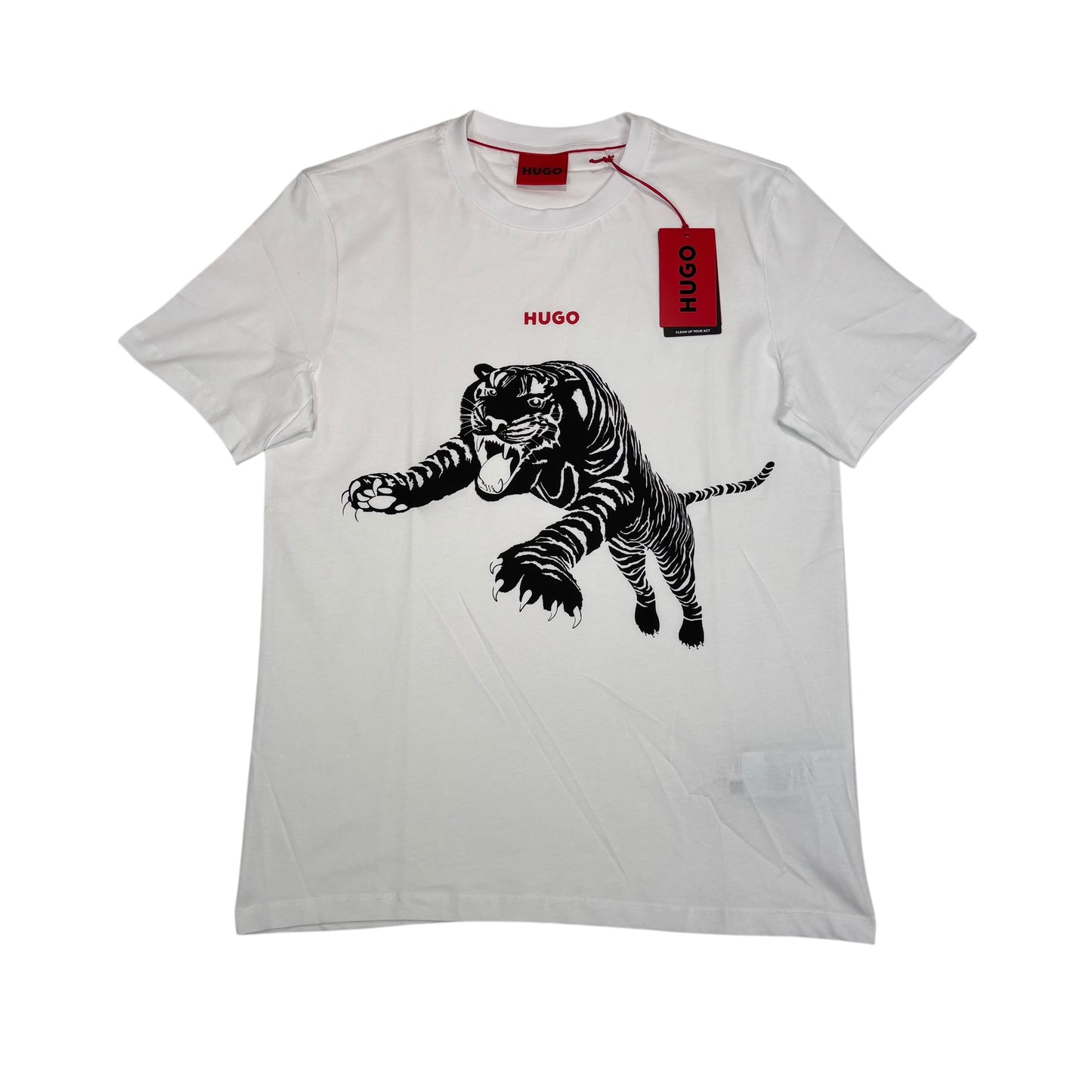 Hugo Boss White Graphic Tiger Print Design TShirt