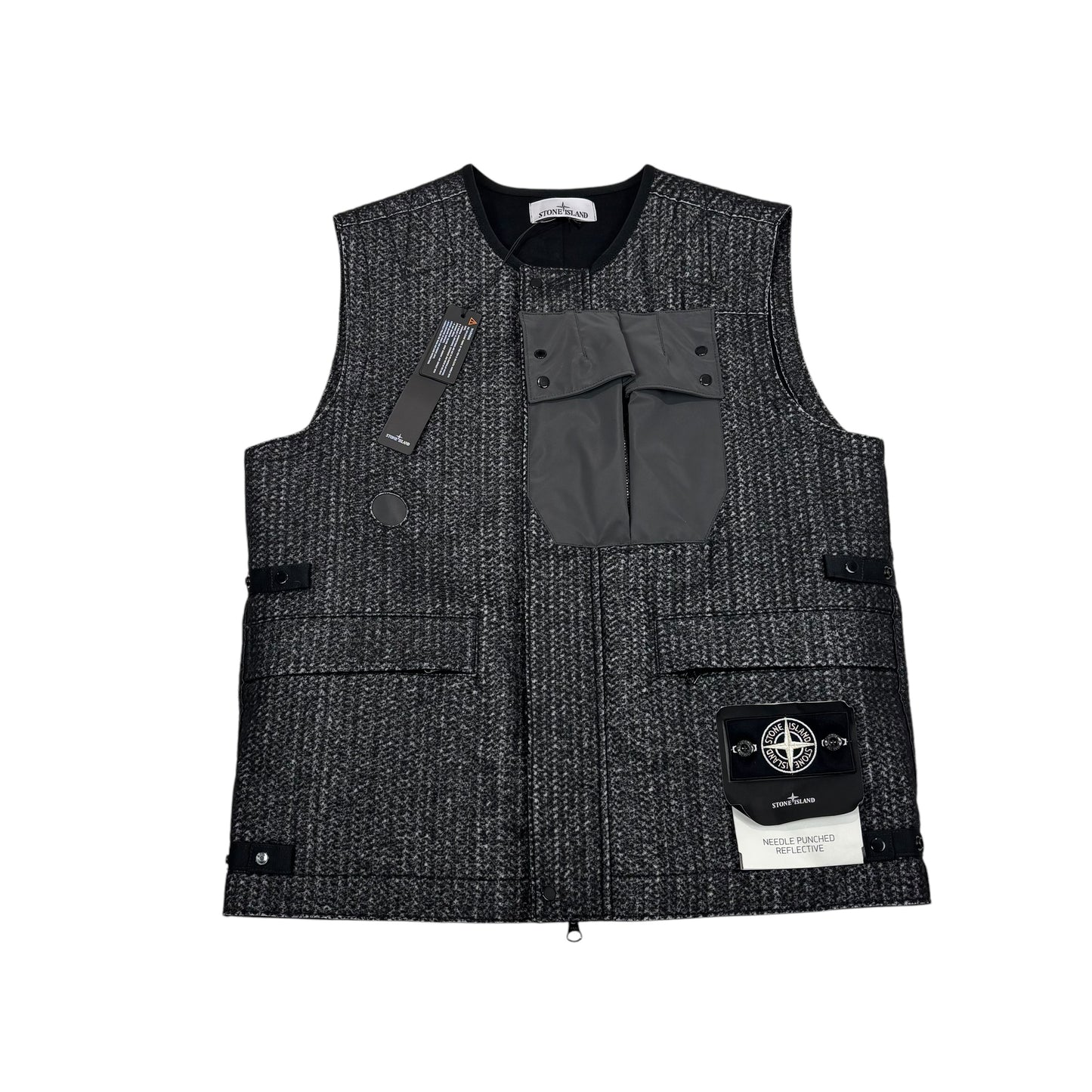 Stone Island Black Needle Punched Reflective Gilet