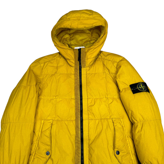 Stone Island Yellow Garment Dyed Crinkle Reps Coat