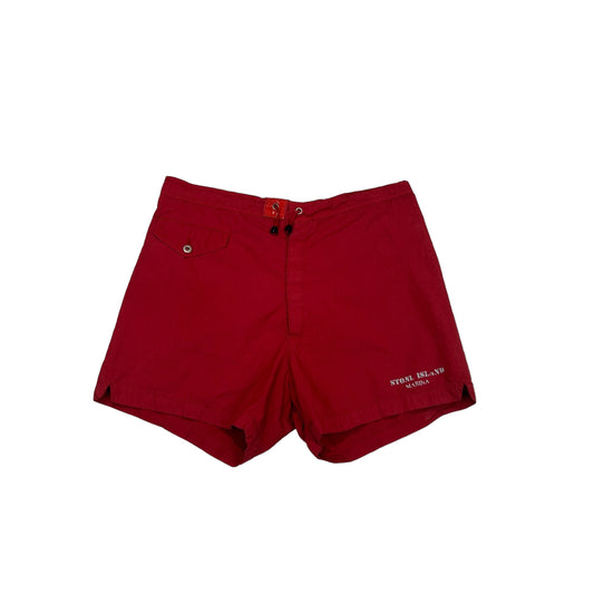 Stone Island Red Marina Logo-Print Shorts