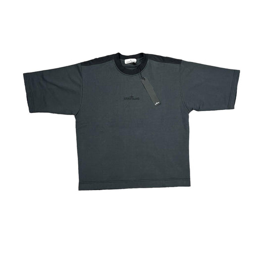 Stone Island Grey Front Spell Out and Nylon Back TShirt