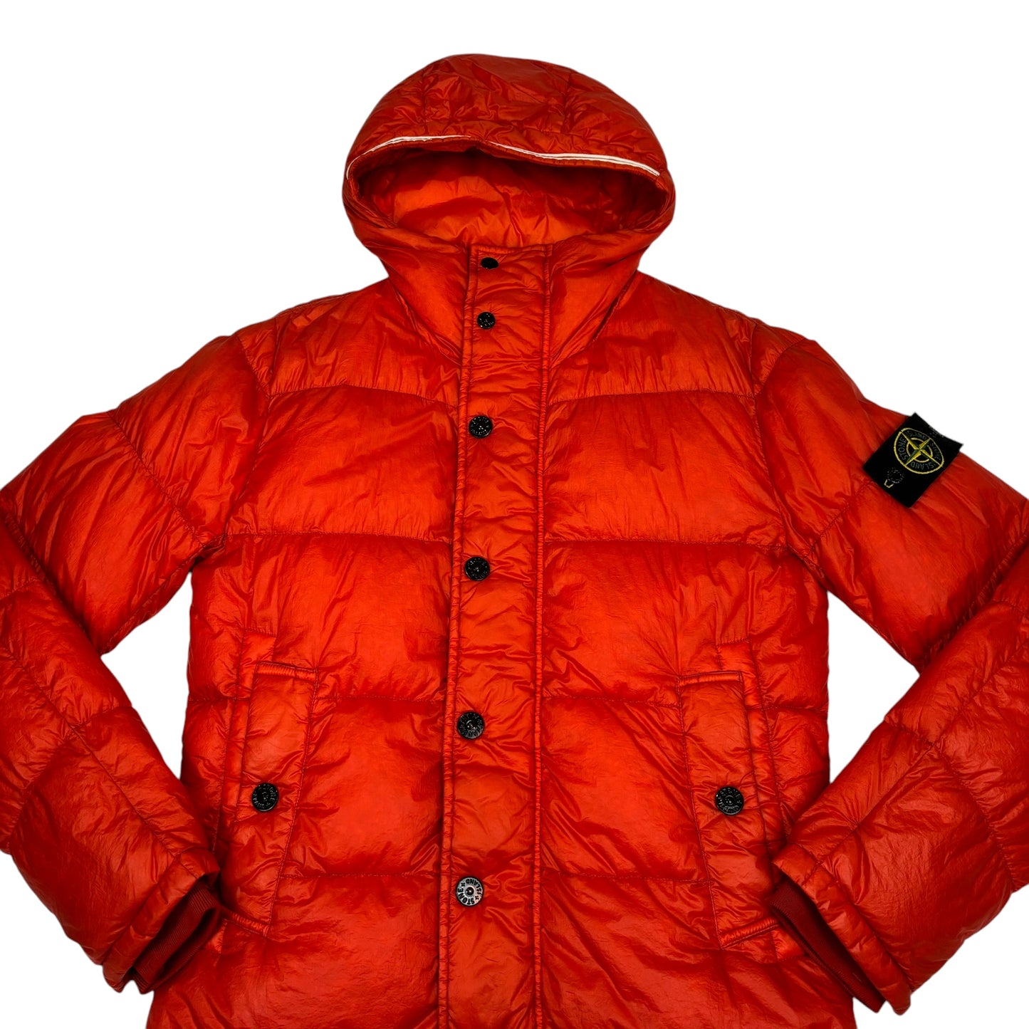 Stone Island Orange Garment Dyed Down_26 GR X SQM_NPuffer Coat