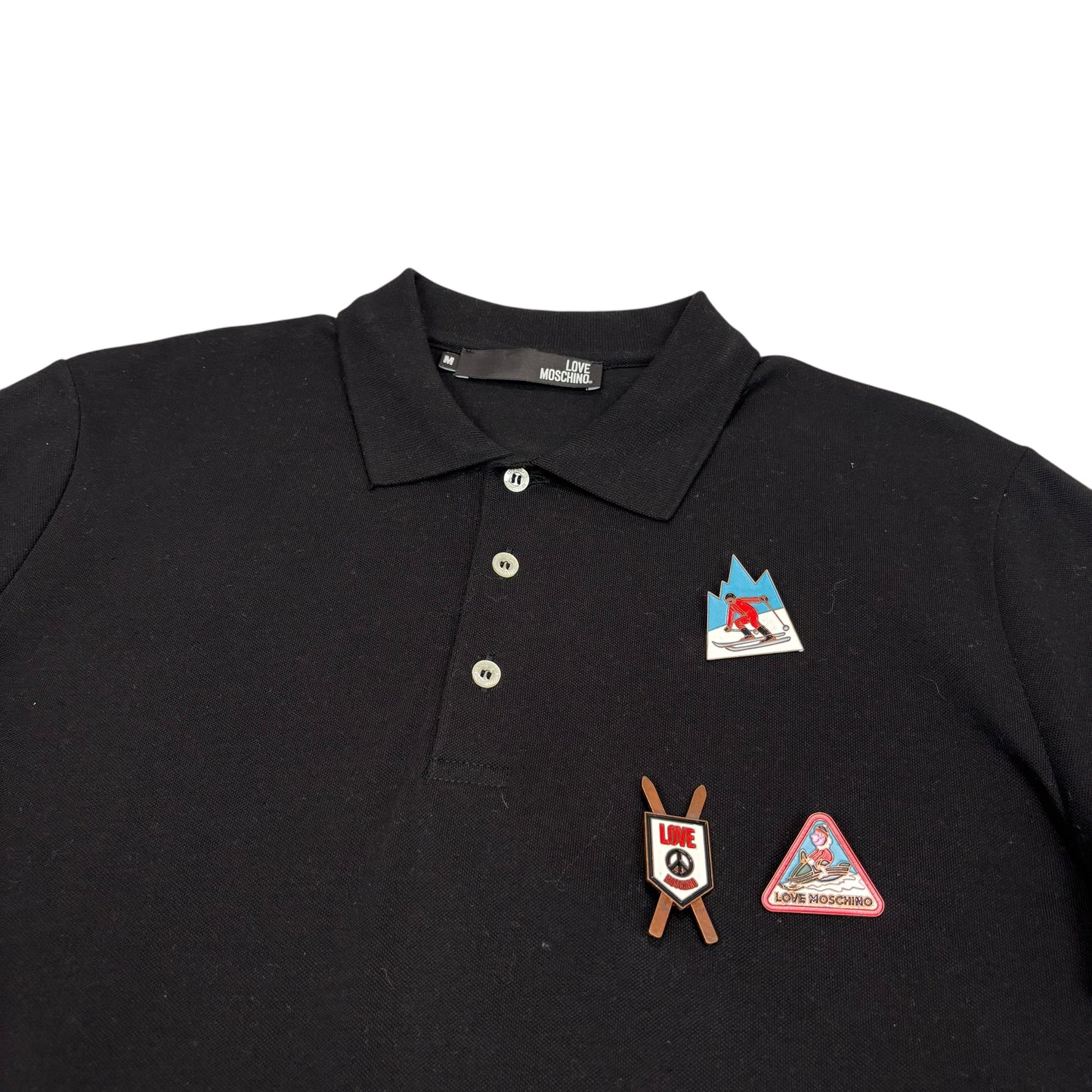 Moschino Black Removable Pins Polo Shirt