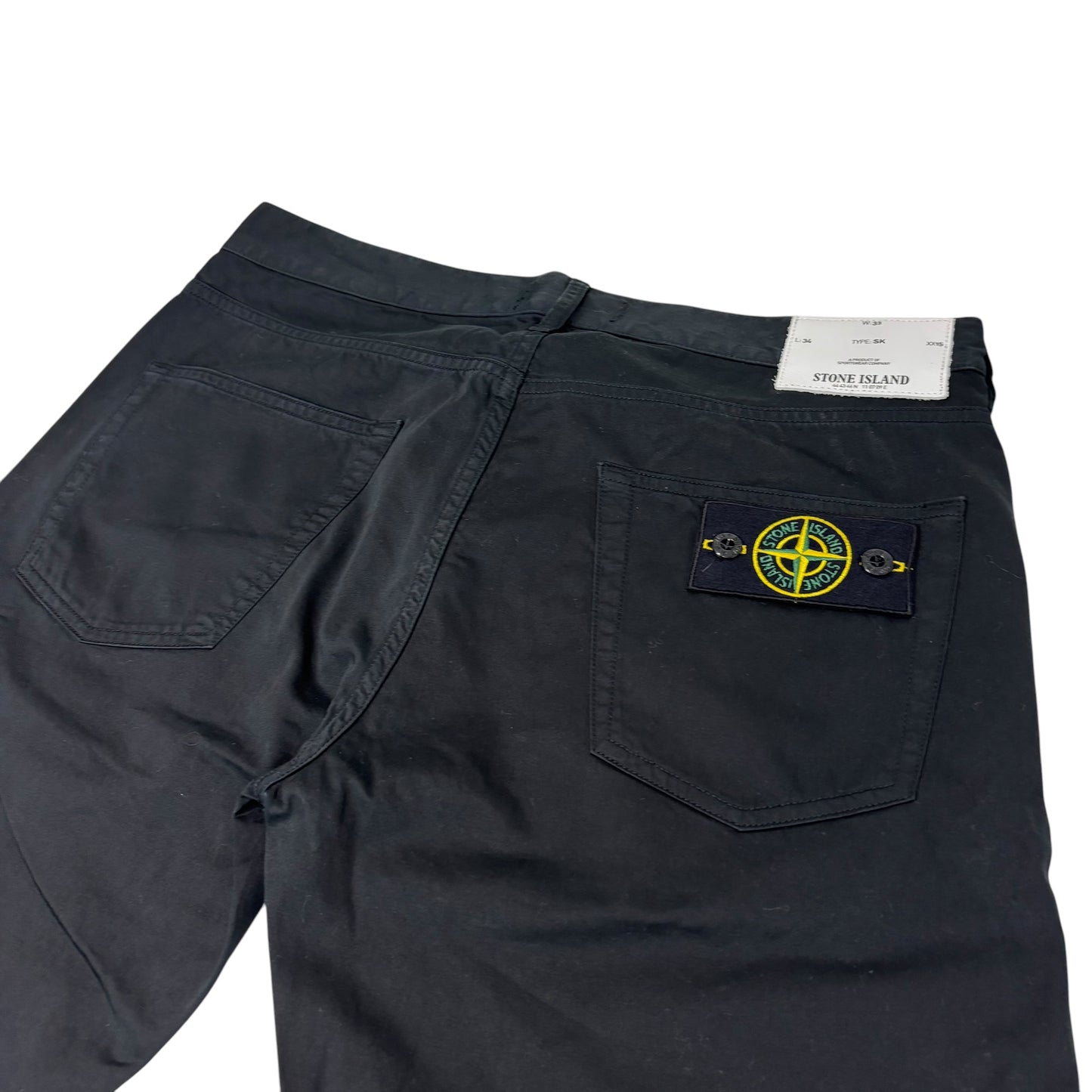 Stone Island Black Brushed Cotton Type-SK Compass Patch Jeans