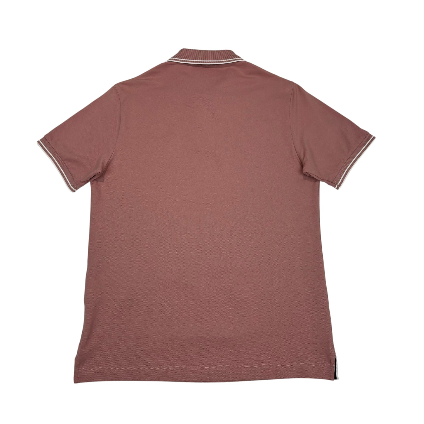 Stone Island Salmon Pink Box Logo Striped Polo Shirt