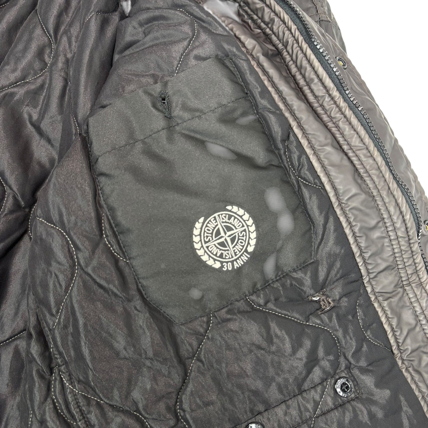 Stone Island Brown Mussola Gommata Compass Patch Coat