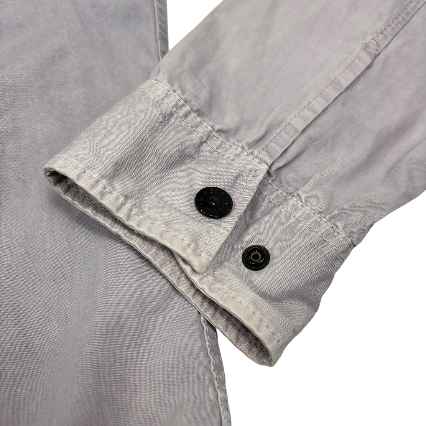 Stone Island Baby Blue Brushed Cotton Double Pocket Compass Patch Overshirt Jacket